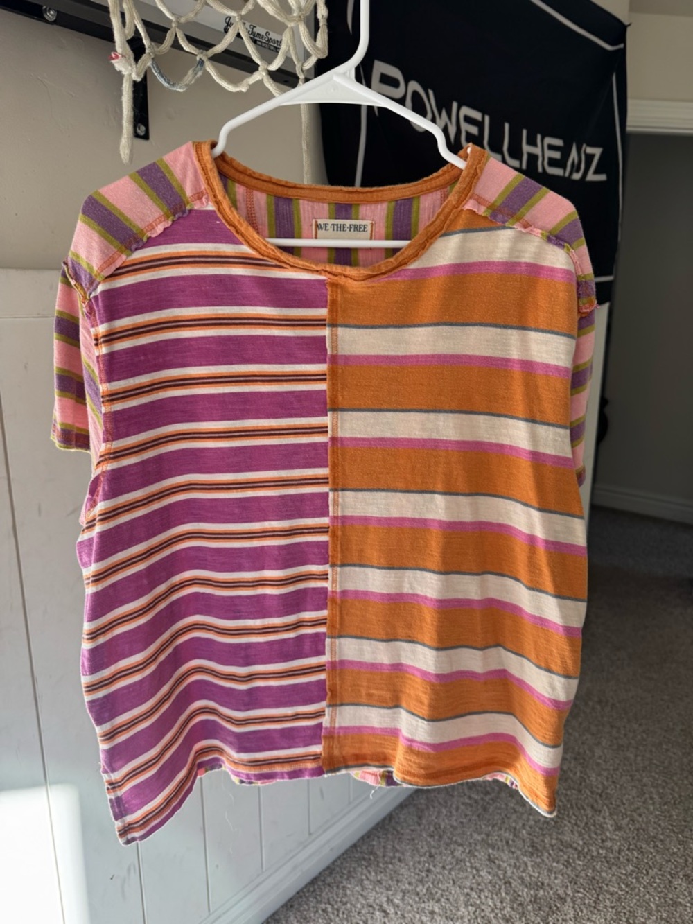 We The Free Get Real Tee Striped Short-Sleeve Tee in Pink & Orange